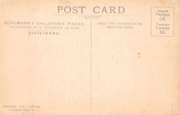 Sicilienne by Willebeek Le Mair Girl with Butterflies Vintage Postcard AA69018 - Image 2