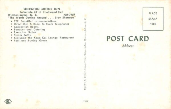 Winston-Salem North Carolina Sheraton Motor Inn Multi-View chrome PC U6126 - Image 2