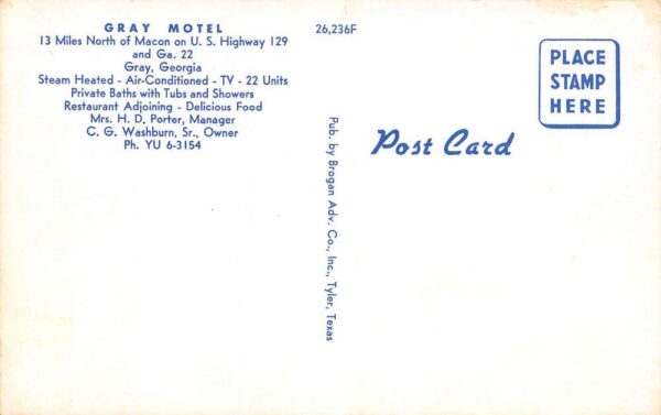 Gray Georgia Gray Motel Multi-View Chrome Vintage Postcard U6131 - Image 2