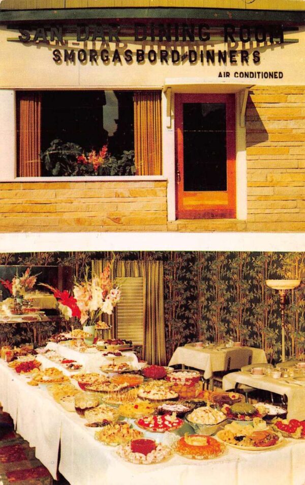 Bellville Ohio The San-Dar Dining Room Multi-View Chrome Vintage Postcard U6138