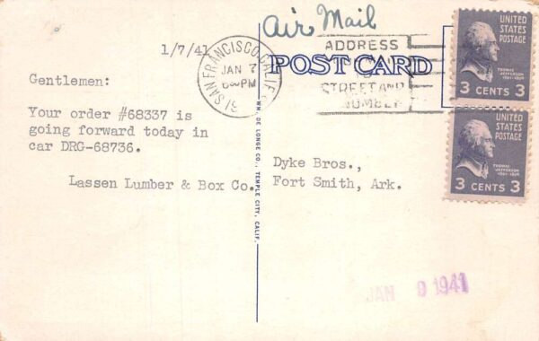 Susanville California Lassen Lumber & Box Co., Aerial Lithograph Postcard U6192 - Image 2