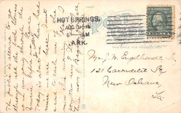 Hot Springs Arkansas Roycroft Den & Maurice Baths, Color Lithograph PC U6198 - Image 2