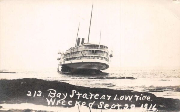 Cape Elizabeth Maine High Head Steamer Bay State Shipwreck Real Photo PC AA69048