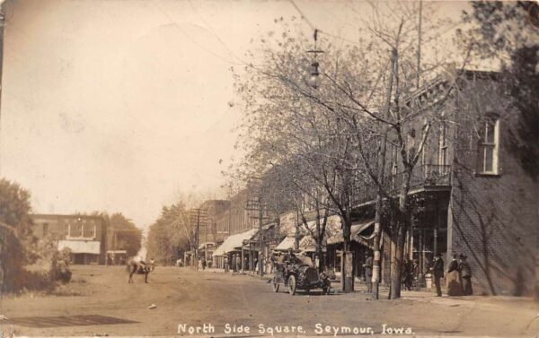 Seymour Iowa North Side Square Street Scene Real Photo Postcard AA69050