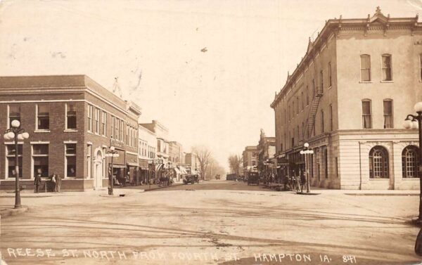 Hampton Iowa Reese Street North from 4th Street Real Photo Postcard AA69056