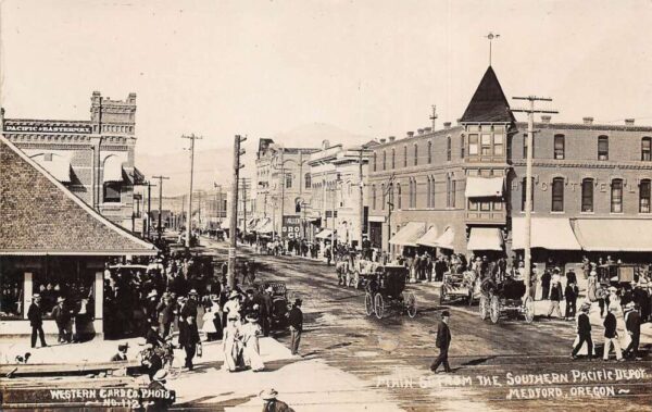 Medford Oregon Main Street from SP Depot Real Photo Postcard AA69062