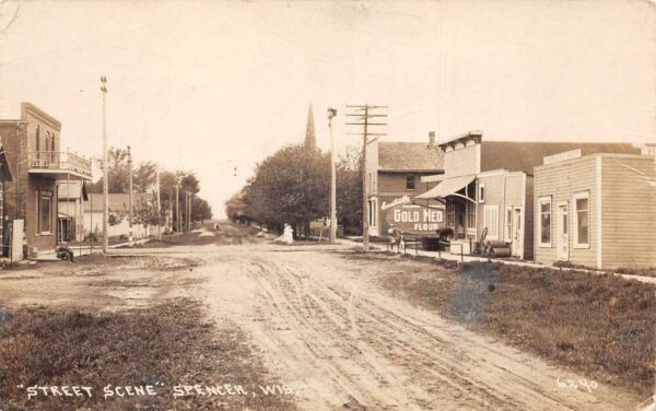 Spencer Wisconsin Street Scene Business District Real Photo Postcard AA69065