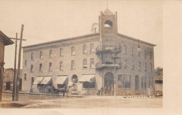 Weyauwega Wisconsin Hotel Hutchinson Real Photo Vintage Postcard AA69068