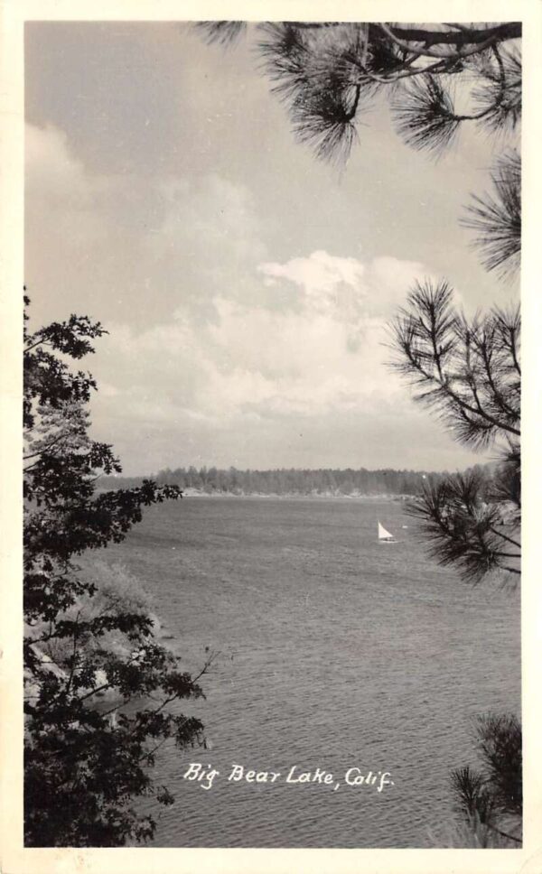 Big Bear Lake California View Of Big Bear Lake Real Photo Vintage Postcard U6284