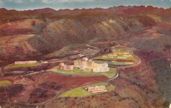 Honolulu Hawaii Tripler Army Hospital, Aerial, Photochrome Vintage PC U6288