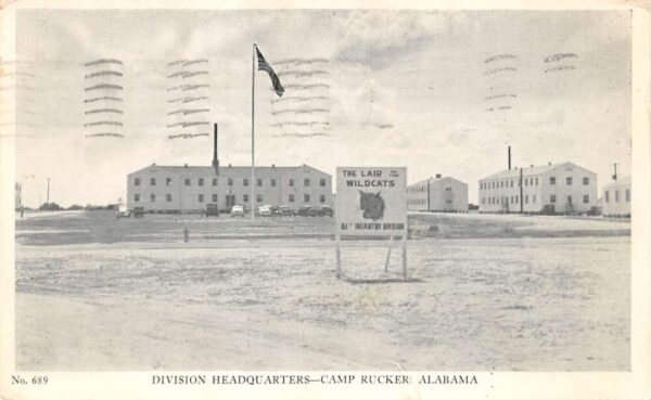 Camp Rucker Alabama Division Headquarters B/W Photo Vintage Postcard U6292