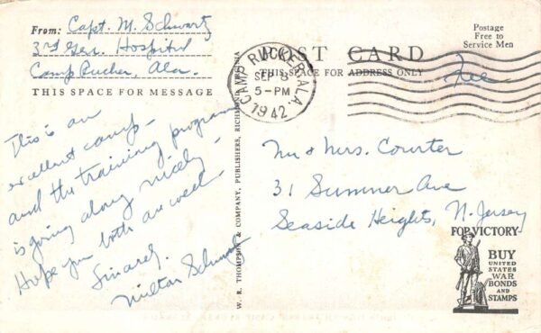 Camp Rucker Alabama Division Headquarters B/W Photo Vintage Postcard U6292 - Image 2