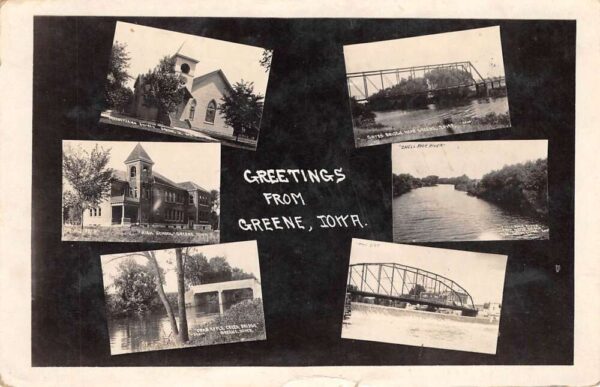 Greene Iowa Greetings From Greene, Multi-View Photo Vintage Postcard U6315