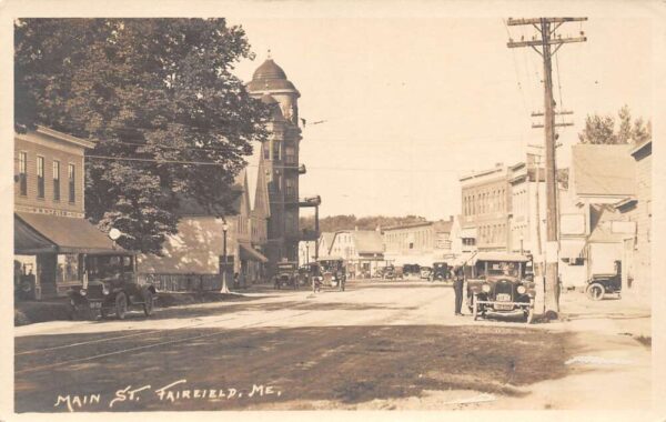 Fairfield Maine Main Street Real Photo Vintage Postcard U6326