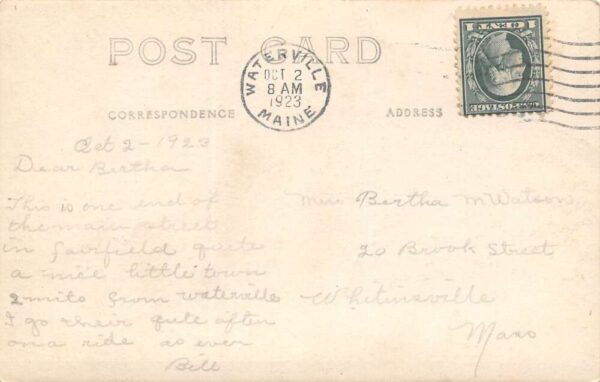 Fairfield Maine Main Street Real Photo Vintage Postcard U6326 - Image 2