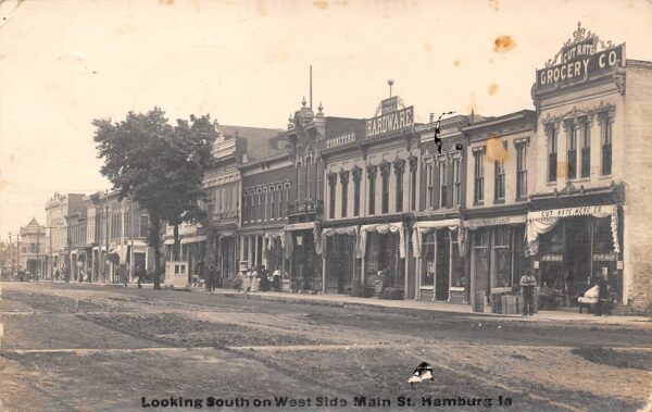 Hamburg Iowa Looking South On W. Main St., Real Photo Vintage Postcard U6335