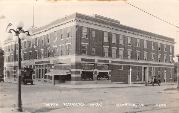 Hampton Iowa North American Hotel Real Photo Vintage Postcard U6336
