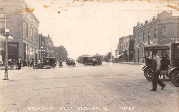 West Denison Iowa Broadway Real Photo Vintage Postcard U6340