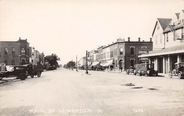Hawarden Iowa Main Street Real Photo Vintage Postcard U6341