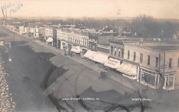 LeMars Iowa Main Street Real Photo Vintage Postcard U6343