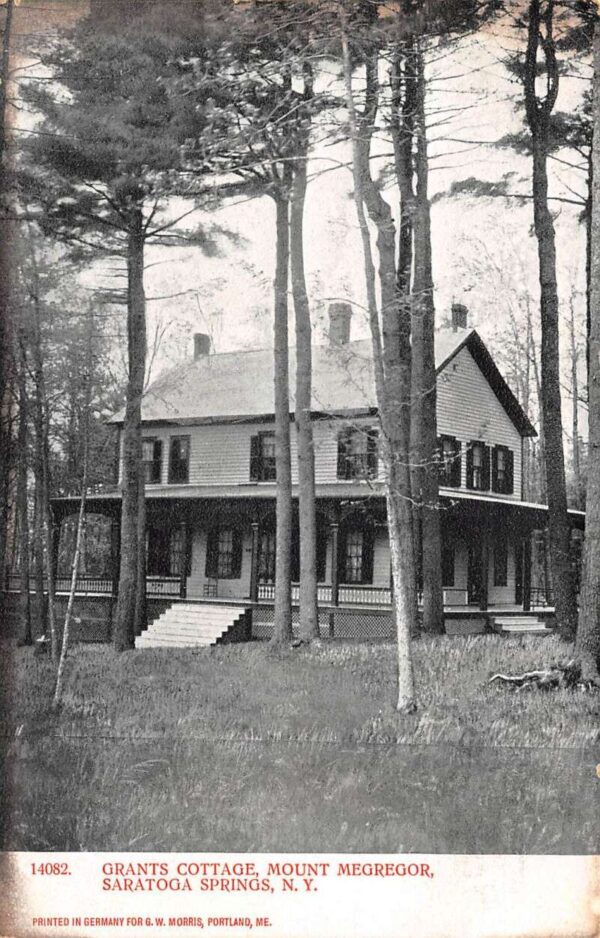 Saratoga Springs New York Grant's Cottage Mt. Megregor, B/W Lithograph PC U6350