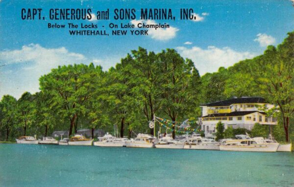 Whitehall New York Capt. Generous & Sons Marina Photochrome Vintage PC U6354