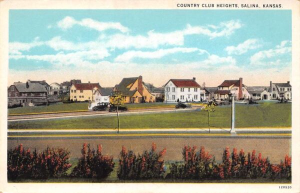 Salina Kansas Country Club Heights White Border Era Vintage Postcard U6384