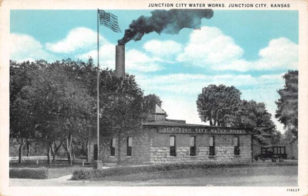 Junction City Kansas Junction City Water Works Sky Tinted Vintage Postcard U6386