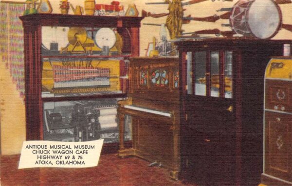 Atoka Oklahoma Antique Musical Museum & Chuck Wagon Cafe Vintage PC U6398