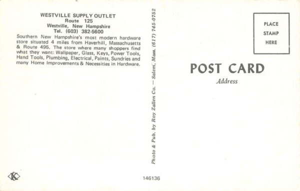 Westville New Hampshire Westville Supply Outlet Hardware Store Chrome PC U6407 - Image 2