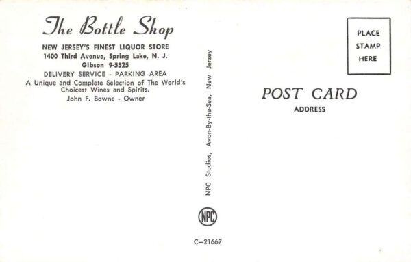 Spring Lake New Jersey The Bottle Shop Liquor Store Photochrome Vintage PC U6415 - Image 2
