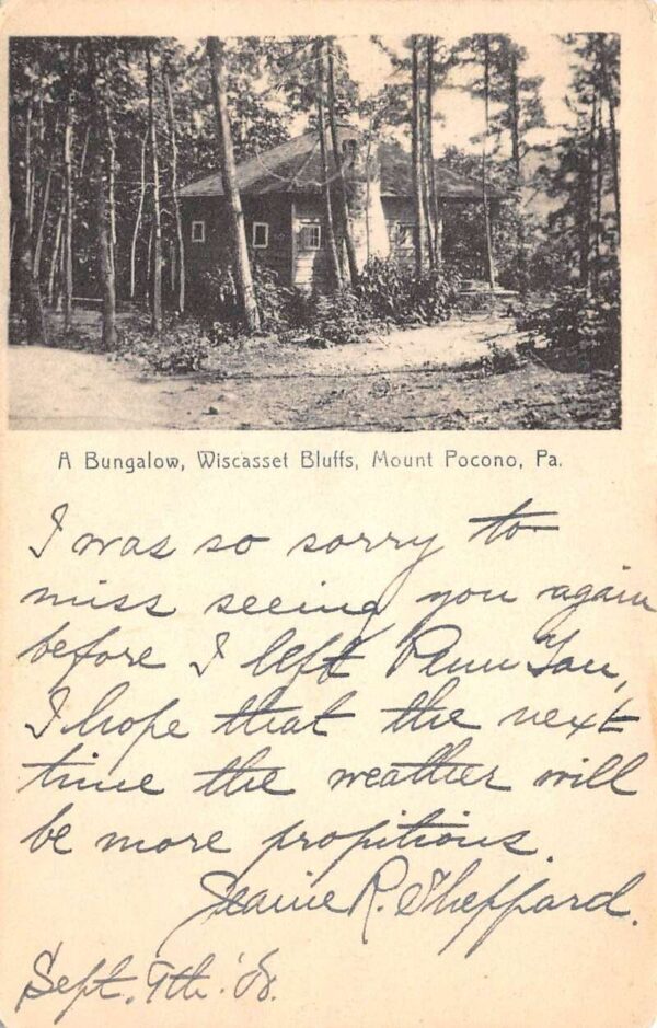 Mount Pocono Pennsylvania Bungalow In Wiscasset Bluffs, B/W Lithograph PC U6419