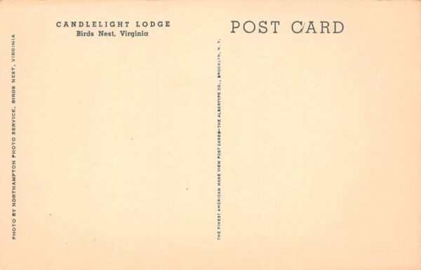 Bird's Nest Virginia Candlelight Lodge B/W Photo Print Vintage Postcard U6434 - Image 2