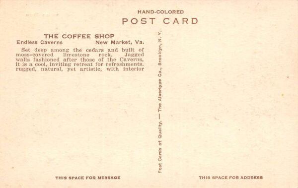 New Market Virginia The Coffee Shop At Endless Caverns, Hand Colored PC U6442 - Image 2