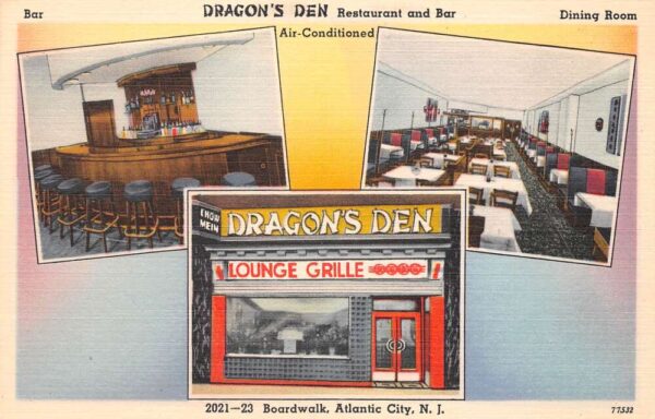 Atlantic City New Jersey Dragon's Den Restaurant/Bar Multi-View Linen PC U6443