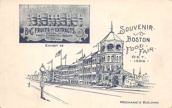 Boston Massachusetts 1906 Food Fair BC Fruits Extracts Vintage Postcard AA69212