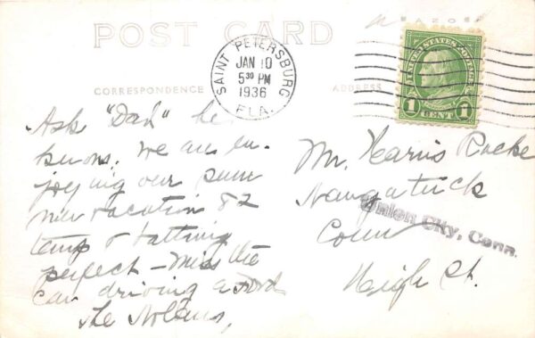 St Petersburg Florida Green Benches on Central Ave Real Photo Postcard AA69217 - Image 2