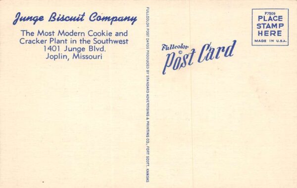 Joplin Missouri Junge Biscuit Co. Aerial View, Linen Vintage Postcard U6466 - Image 2