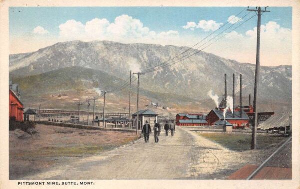 Butte Montana Pittsmont Mine White Border Vintage Postcard U6469