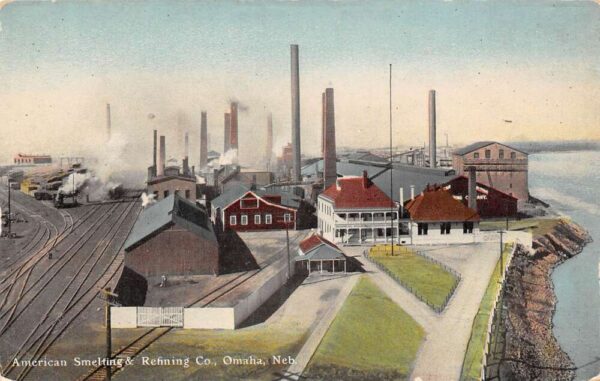 Omaha Nebraska American Smelting & Refining Co. Color Lithograph PC U6470