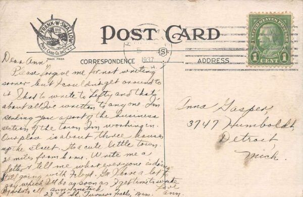 Hinsdale New Hampshire Hinsdale Paper CO. B/W Lithograph Vintage Postcard U6474 - Image 2