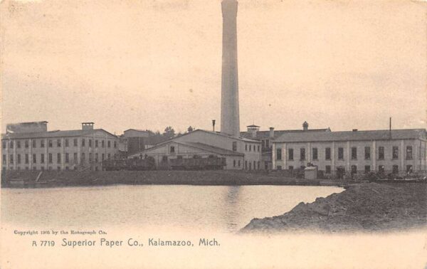 Kalamazoo Michigan Superior Paper CO. Sepia Tone Lithograph Vintage PC U6494
