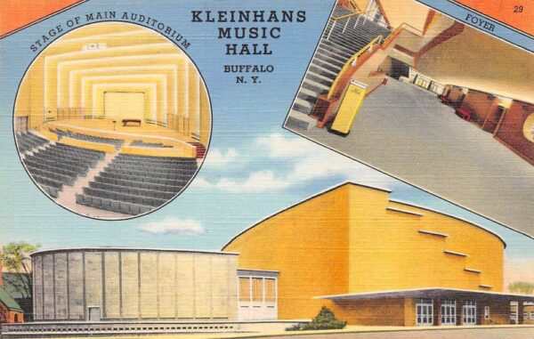 Buffalo New York Kleinhans Music Hall Multi-View Linen Vintage Postcard U6499