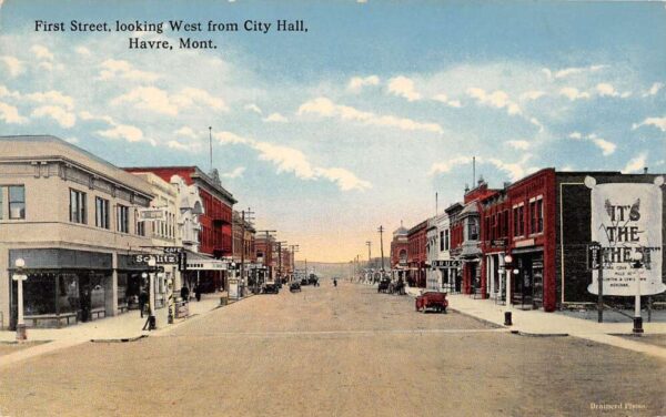 Havre Montana 1St St., Looking West Form City Hall Color Lithograph PC U6503
