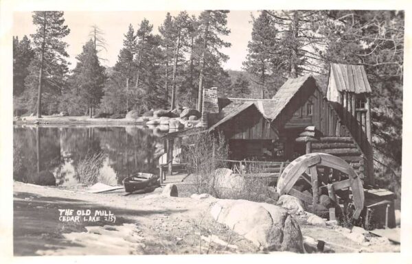 Big Bear California The Old Mill At Cedar Lake Real Photo Vintage Postcard U6524