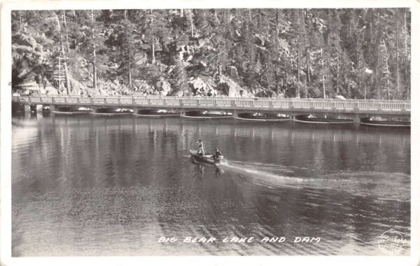 Big Bear Lake California Big Bear Lake & Dam Real Photo Vintage PC U6526