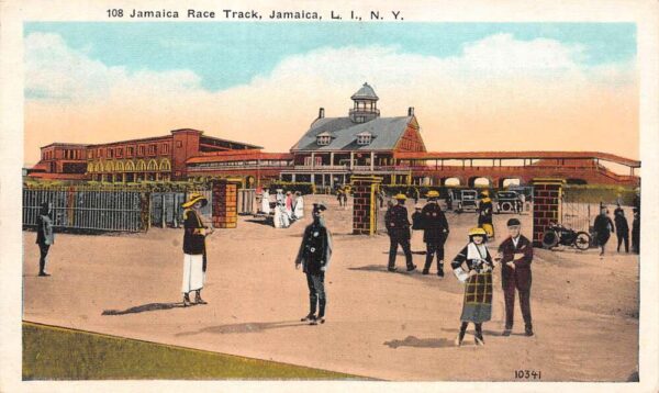 Long Island New York Jamaica Race Track White Border Vintage Postcard U6531