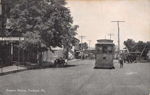 Portland Pennsylvania Business Section, B/W Photo Print Vintage Postcard U6532