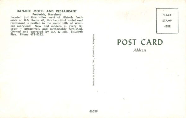 Frederick Maryland Dan-Dee Motel & Restaurant Multi-View Chrome PC U6548 - Image 2