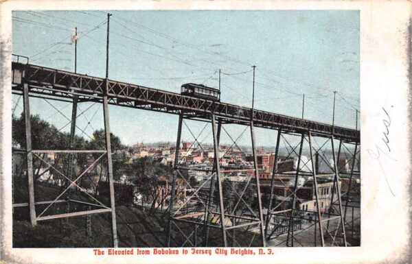 Jersey City Heights New Jersey Elevated Train, Hoboken To Jersey City Heights PC U6552